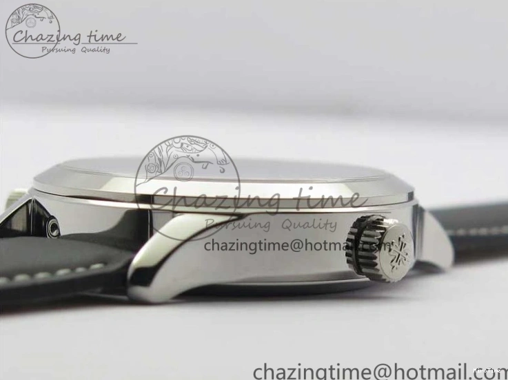 MIROTIME 0402 Stylish Calatrava 5524 Pilot Travel Time SS GRF Black Dial on Black Leather Strap A324 V 7108